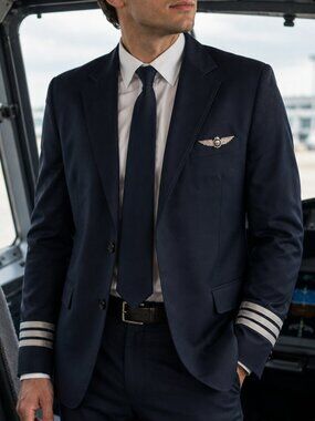 Murphy & Hartelius Pilot Uniform Jacket 40R Navy Wool Blend